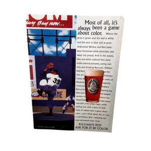 1994 Killian’s Red Beer Print Ad Baseball Stadium Pitcher Vintage Bar Decor